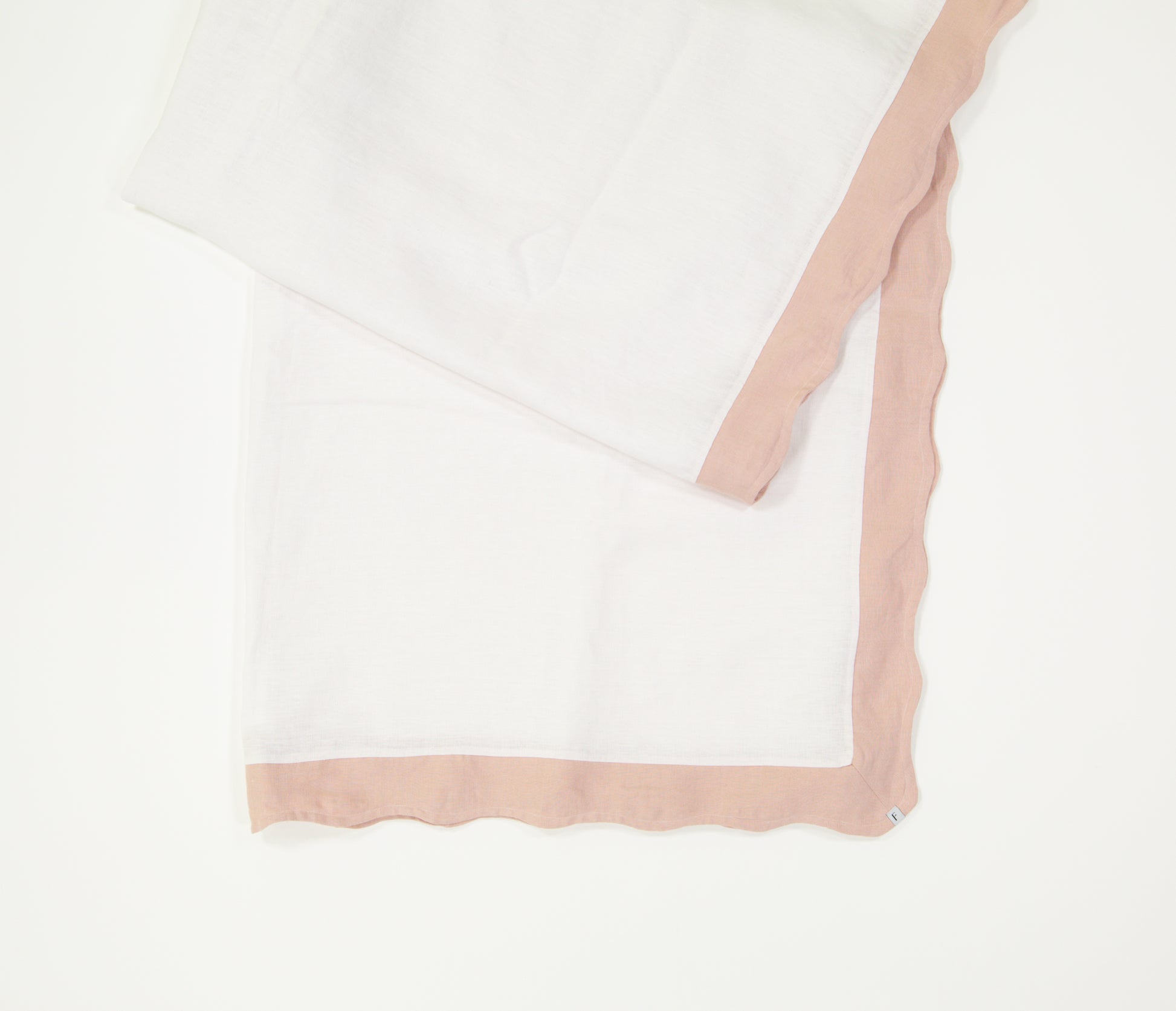 White Tablecloth with Petal Pink Wave