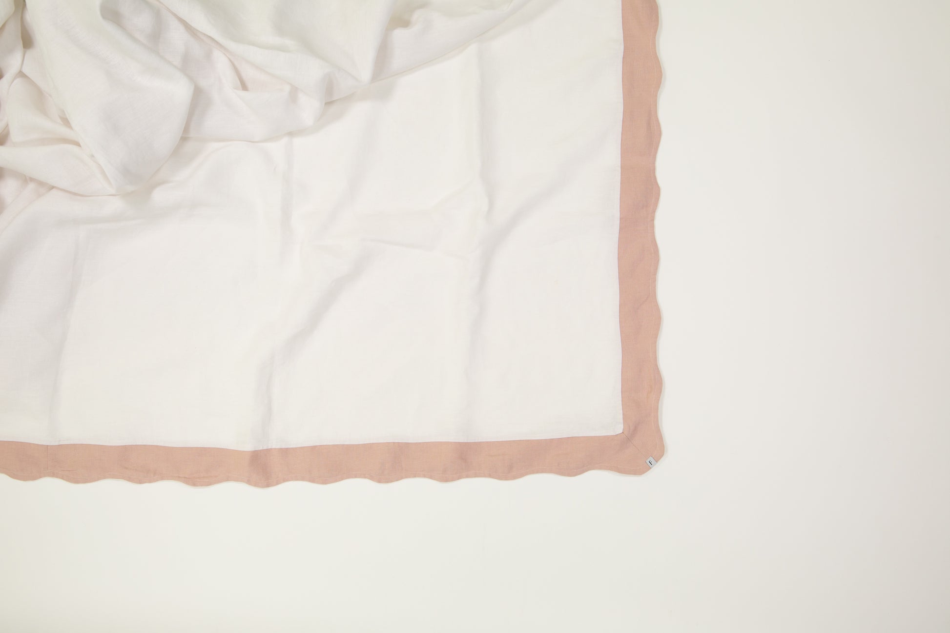 White Tablecloth with Petal Pink Wave