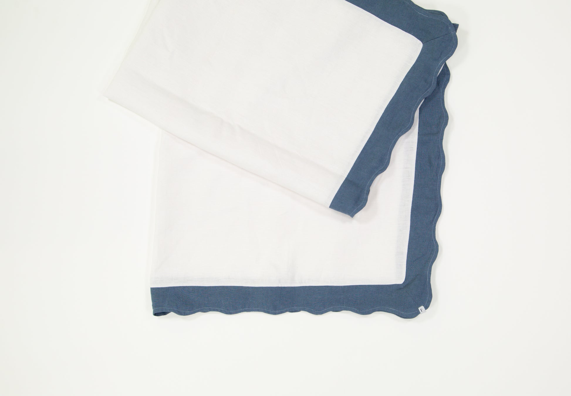 White tablecloth with Denim Blue Wave