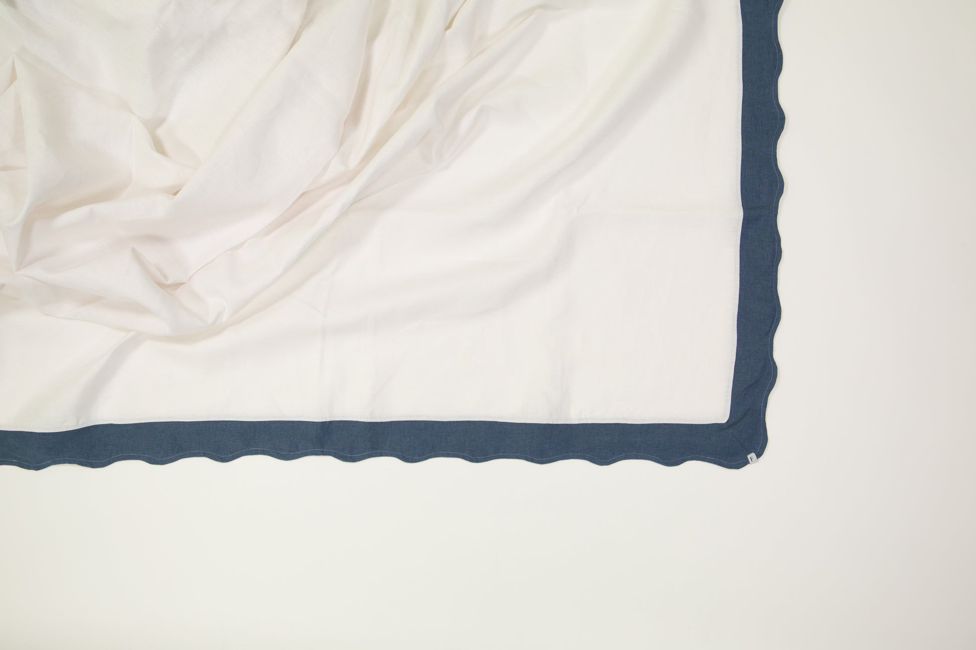 White tablecloth with Denim Blue Wave