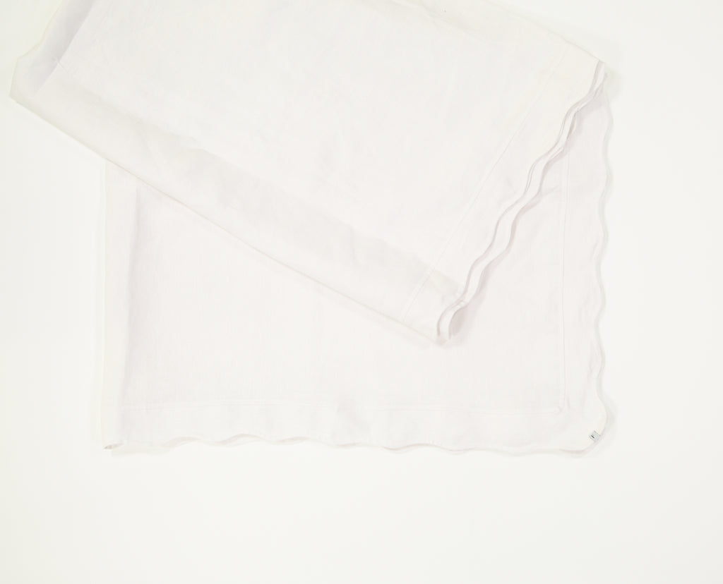 All White Tablecloth with Wave