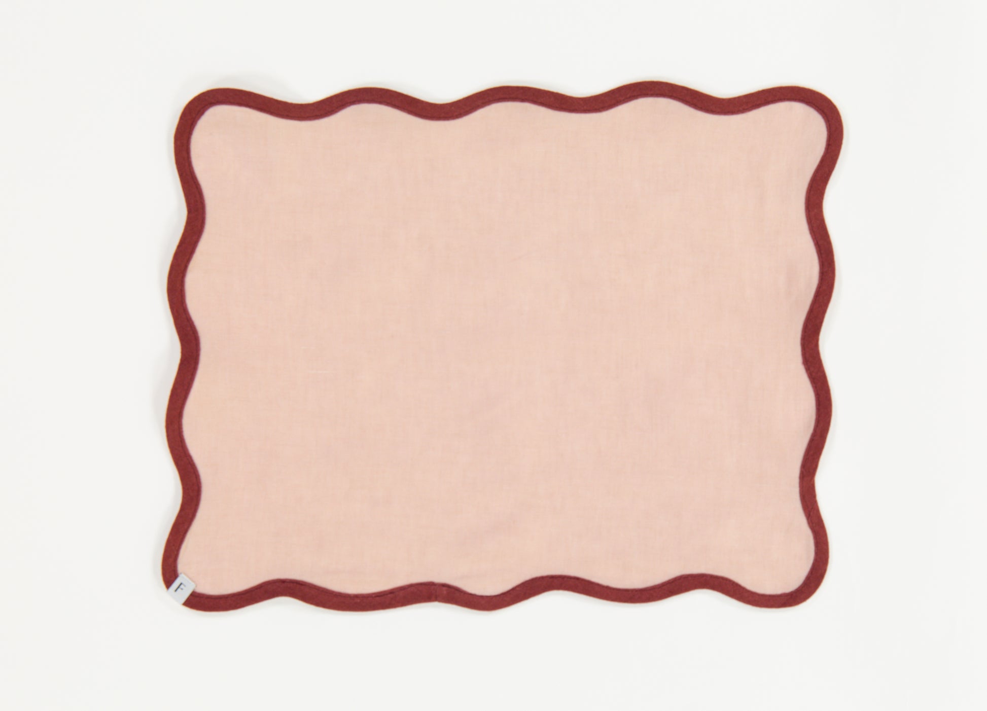 Petal Pink Placemats with Dusty Red Wave | Set of 2