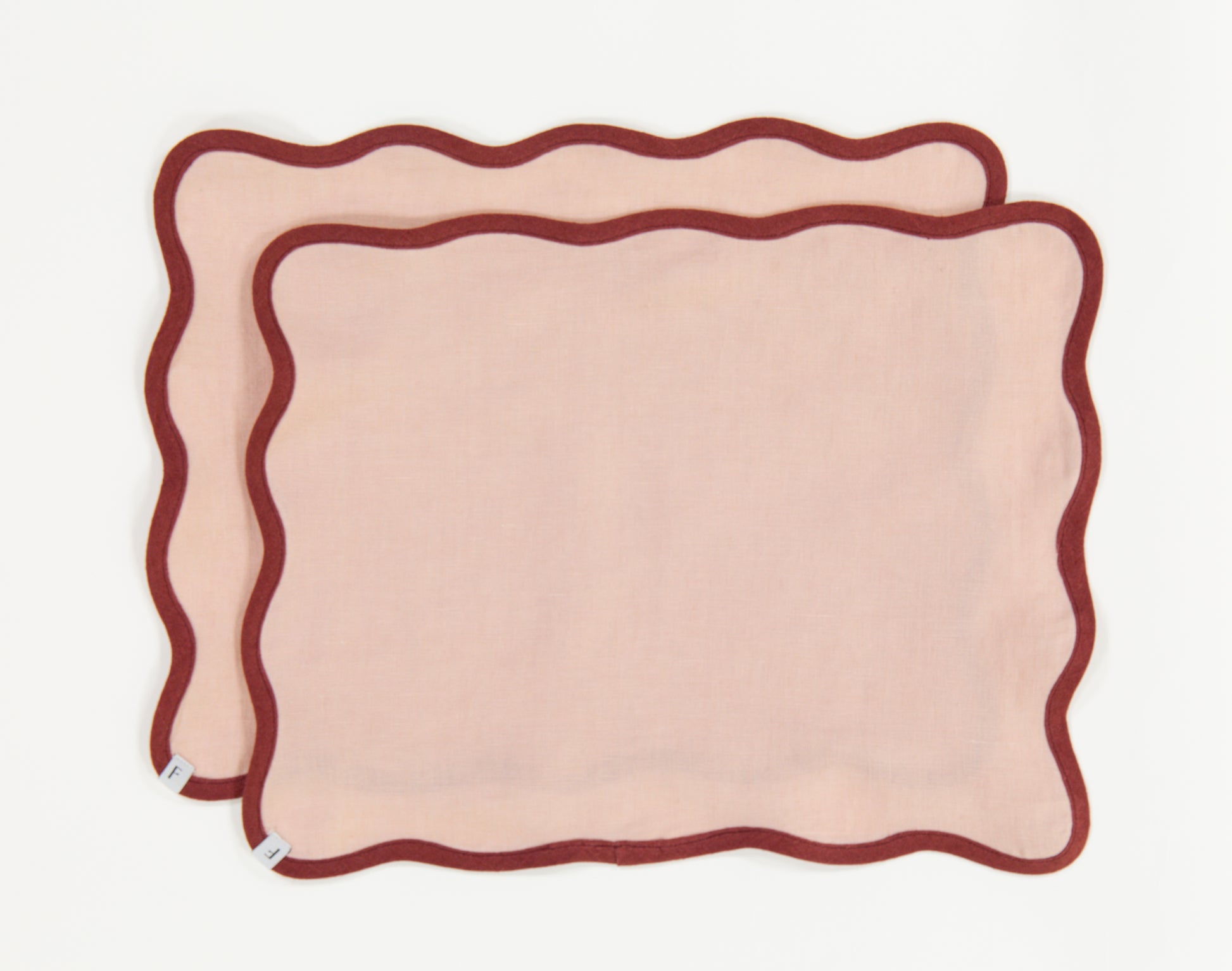 Petal Pink Placemats with Dusty Red Wave | Set of 2