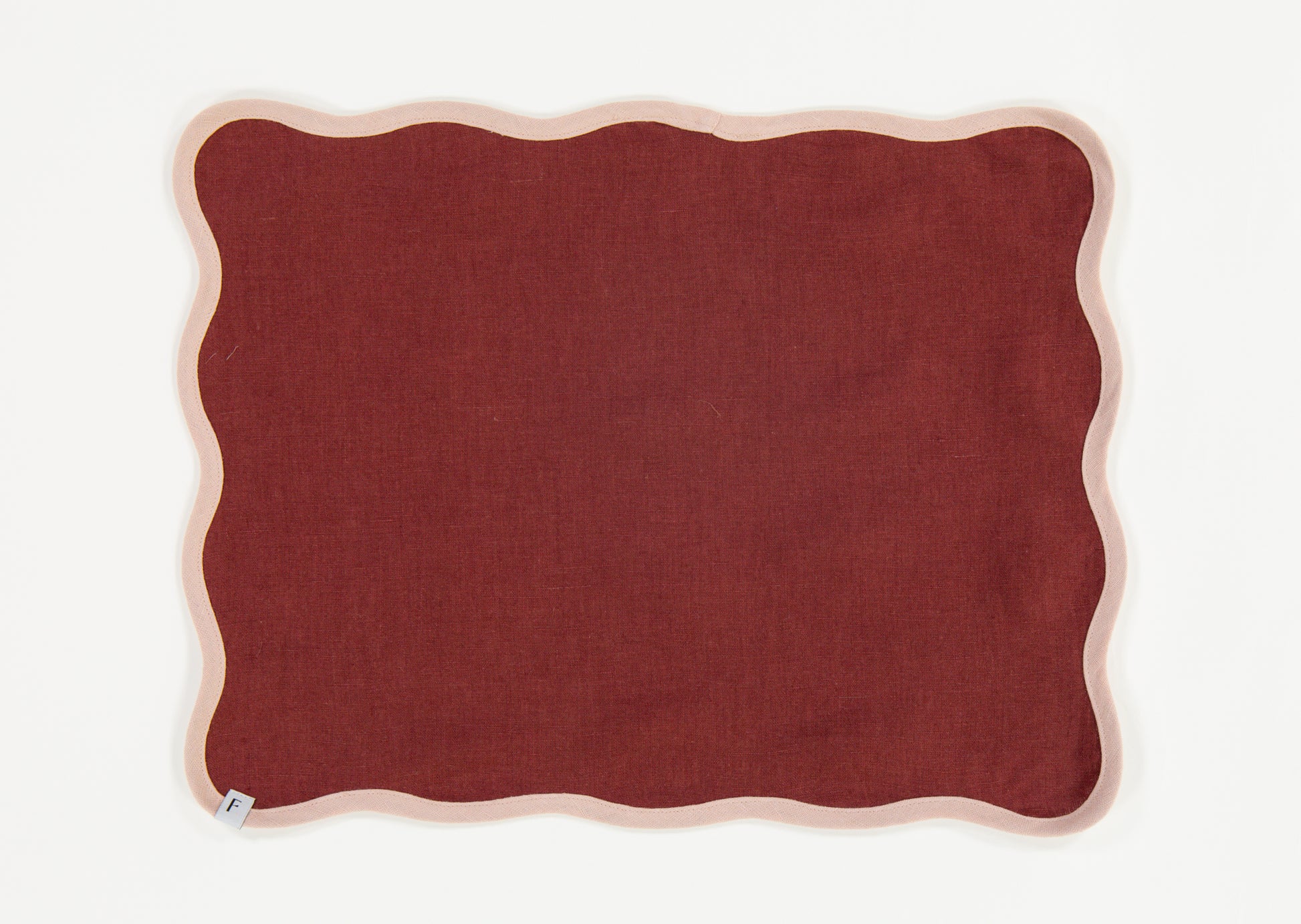 Dusty Red Placemats with Petal Pink Wave | Set of 2