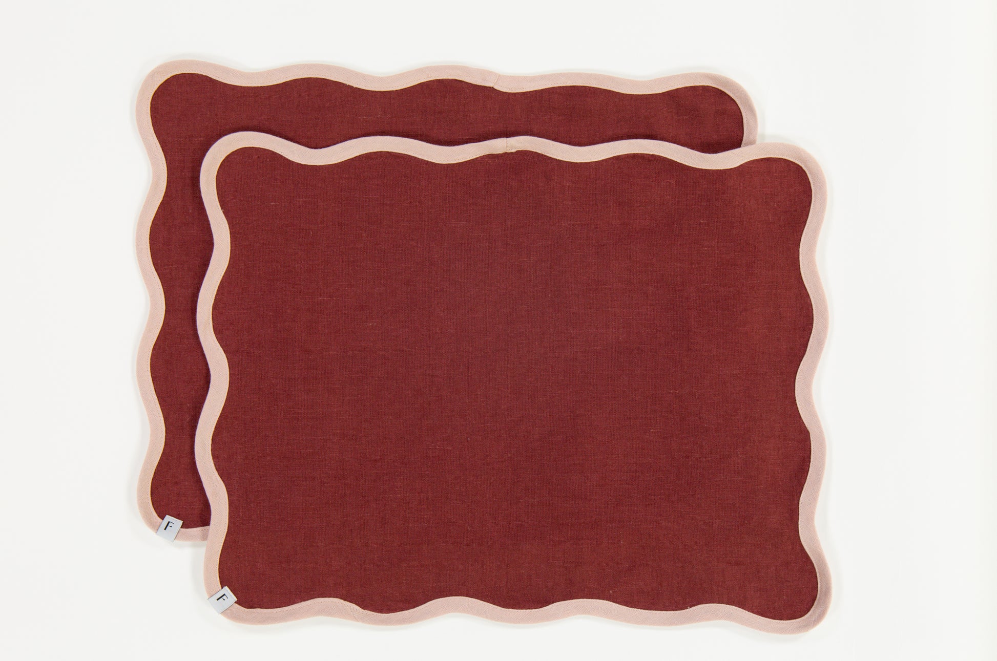 Dusty Red Placemats with Petal Pink Wave | Set of 2