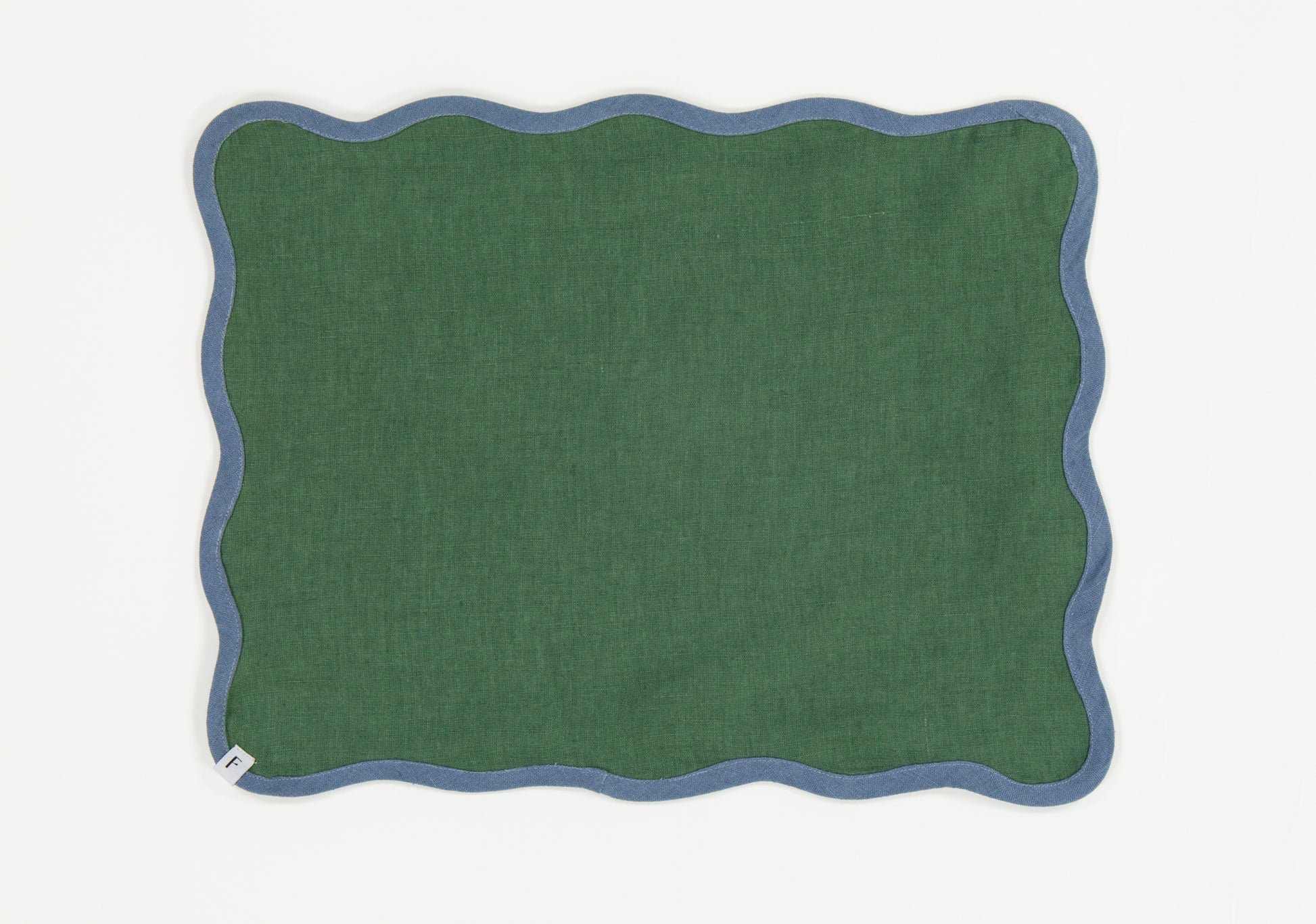 Foliage Green Placemats with Denim Blue Wave | Set of 2