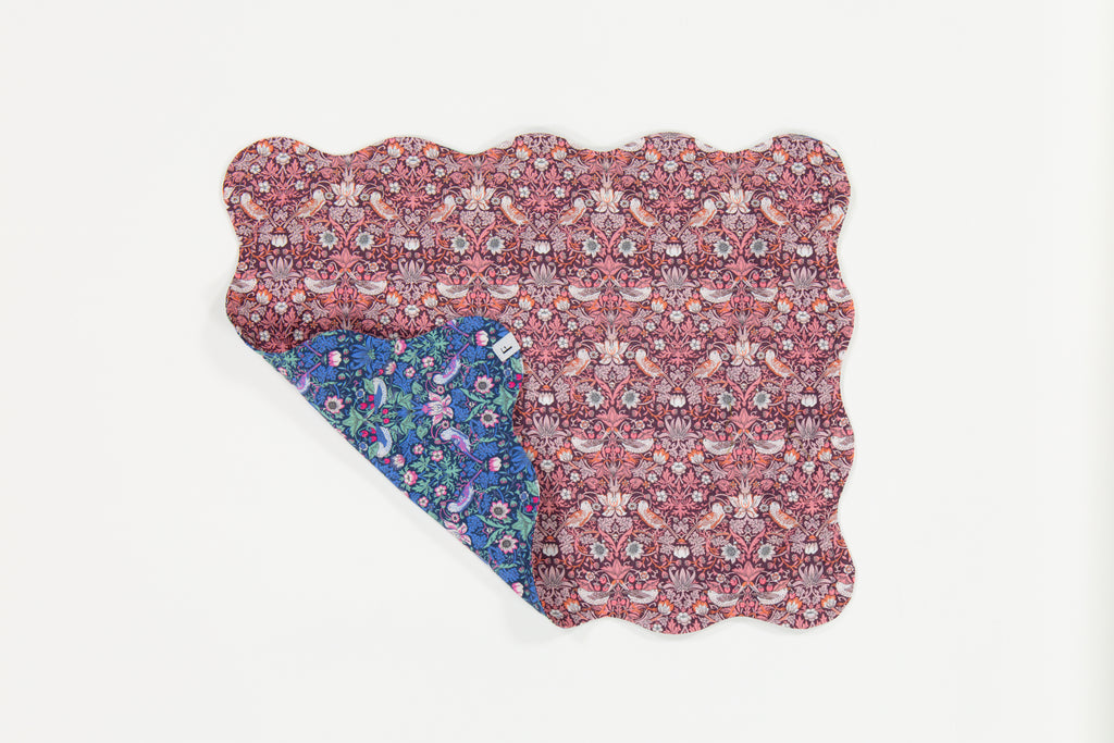 Liberty Strawberry Thief Blue & Pink Placemats with Wave | Set of 2