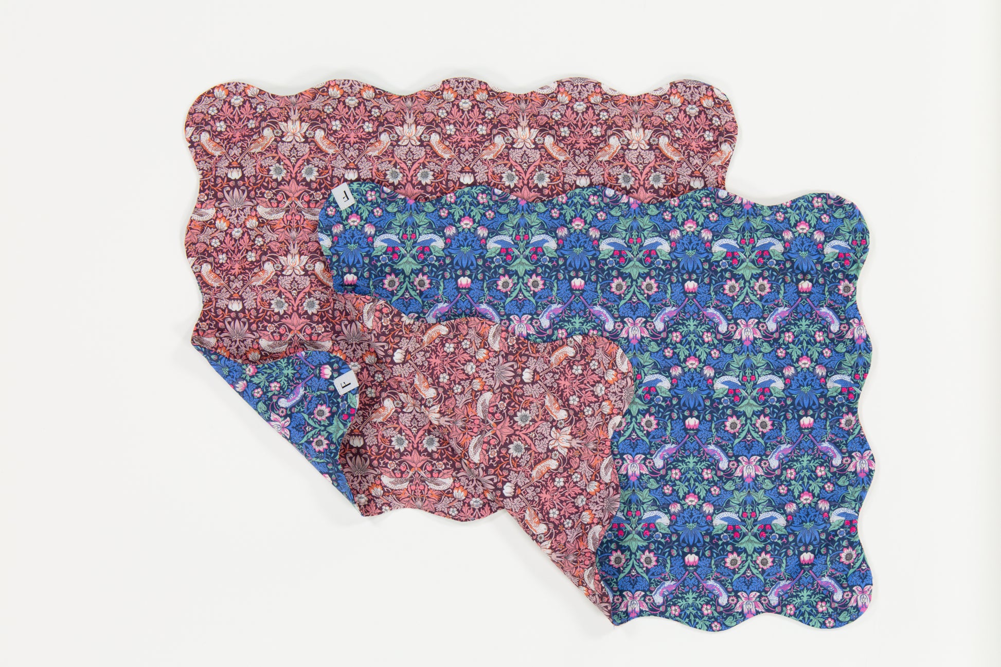 Liberty Strawberry Thief Blue & Pink Placemats with Wave | Set of 2
