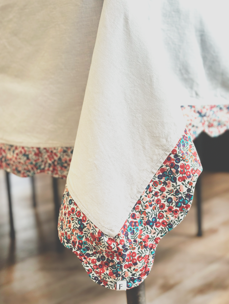White Tablecloth with Liberty Wiltshire Print Wave