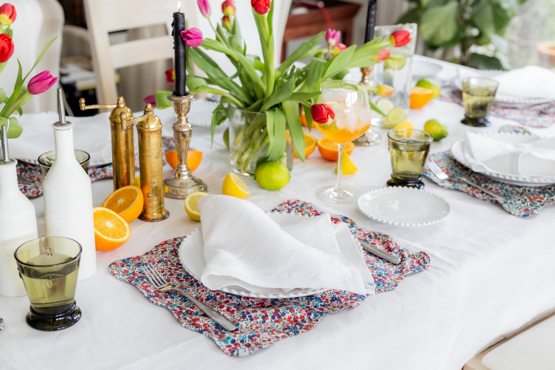 All White Tablecloth with Wave